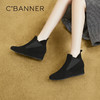 千百度时尚坡跟厚底增高弹力靴秋冬美拉德短靴女鞋时装靴A23520307 商品缩略图4