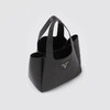 PRADA 普拉达 女士皮革三角形金属刻字徽标手提包 黑色 1BG335 2DKV F0002 OOM 商品缩略图1