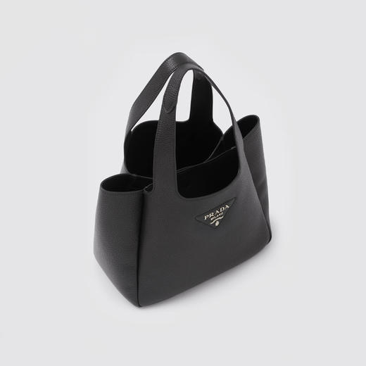 PRADA 普拉达 女士皮革三角形金属刻字徽标手提包 黑色 1BG335 2DKV F0002 OOM 商品图1