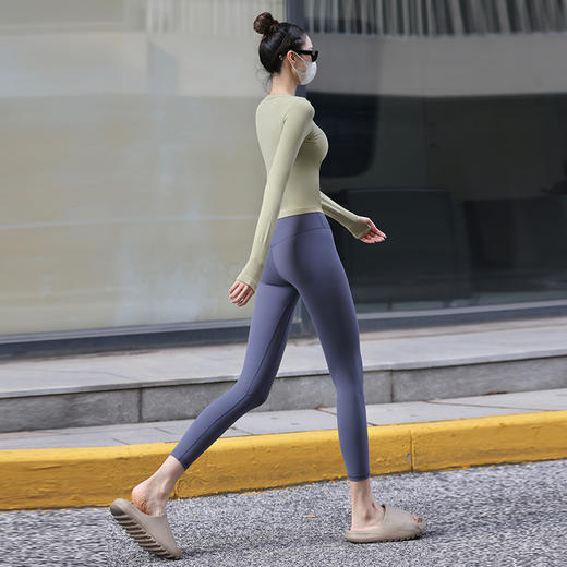 beemen长袖上衣女ins潮修身跑步速干运动t恤健身打底衫女春夏洋气瑜伽服 商品图3