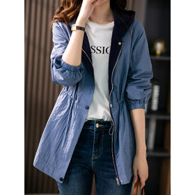 84980原形两面穿连帽风衣女薄款防晒服2024秋季新款韩版休闲显瘦短外套