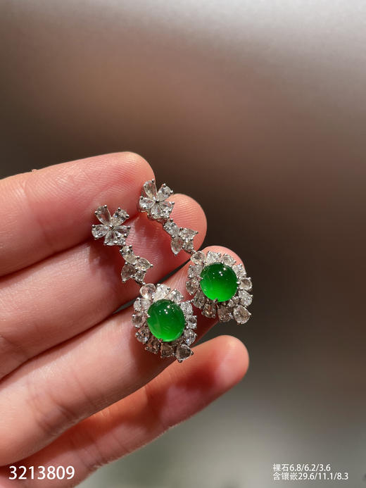 老坑帝王绿蛋面耳坠   68999【3213809】 商品图6