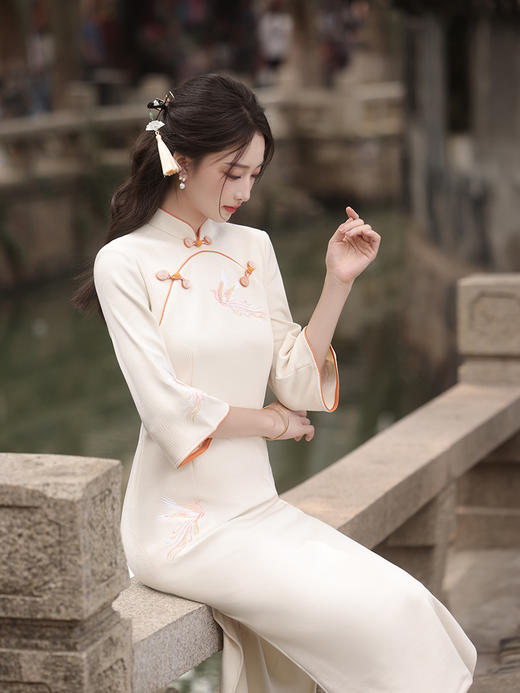 改良国风气质，日常修身雪尼尔旗袍XL-23319 商品图1