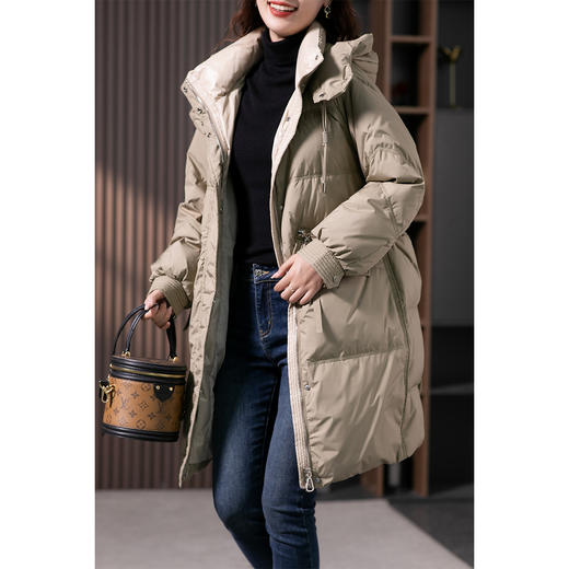 原形高端设计感中长款羽绒服女2023冬季新款韩版90白鸭绒保暖外套 商品图1