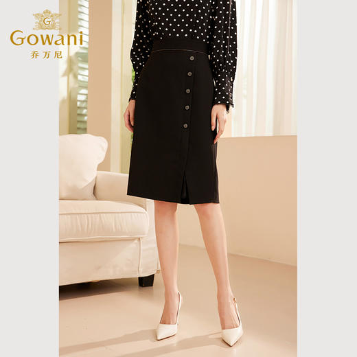 乔万尼半身裙女新款秋季高腰黑色职场高级感西装裙ET3D650 商品图3