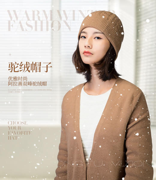 【亮丽北疆-阿拉善双峰驼绒】TZW驼绒帽子 简约针织帽 优雅时尚 保暖亲肤 均码 商品图0