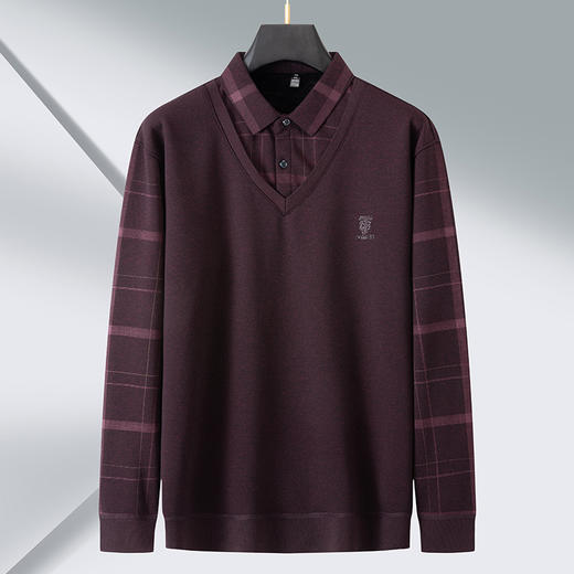 【假两件】【新款DPS】大依优型大码加绒长袖Polo衫假两件弹力加肥加大胖子上衣男士T恤肥佬打底男装 商品图2