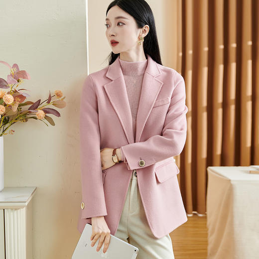 米思阳【西装毛呢外套】2026春季新款时尚通勤气质百搭绵羊毛 100% 双面呢大衣1100 商品图3