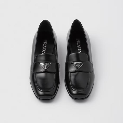 PRADA 普拉达 女士拉绒皮革乐福鞋 黑色 1D276N 055 F0002 商品图1