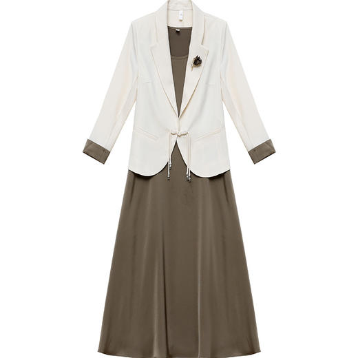 简约中长款时尚内搭连衣裙短款九分袖小西装外套两件套QYM-XYKL-3909-L 商品图4