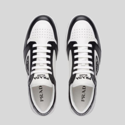 【三】PRADA 普拉达 女士 Downtown 穿孔皮革金属三角形标志休闲运动鞋 混色 1E792M 3LKG F0964 商品图1