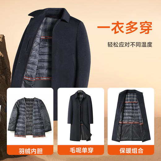 【圈】【可拆卸内胆】【新款DLC】大依优型大码男装长款羊毛大衣外套毛呢90羽绒内胆男中长款加肥加大商务休闲上衣男士绅士胖子 商品图3