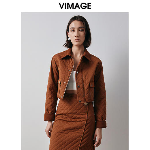 VIMAGE纬漫纪冬季新款时尚纯色短外套V2003624 商品图0