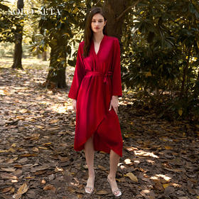 Solo seta22姆米真丝睡袍女长款桑蚕丝连衣裙婚礼晨袍秋冬