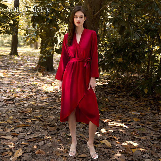 Solo seta22姆米真丝睡袍女长款桑蚕丝连衣裙婚礼晨袍秋冬 商品图0