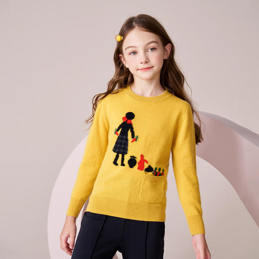 mettekids女童羊绒衫2023秋冬新款打底童装毛衣儿童圆领针织衫 商品图1