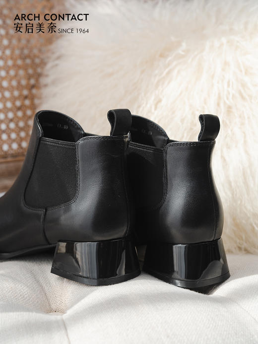 切尔西小短靴 | ARCHCONTACT安启美奈 百搭方头粗跟女鞋52868 商品图2