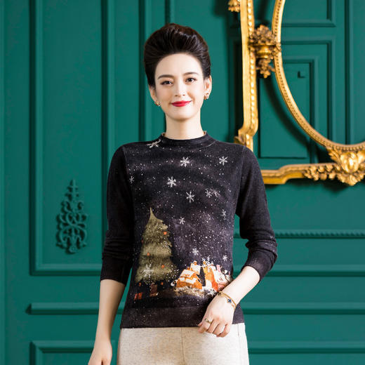 中老年妈妈装针织内搭，时尚印花毛衣WY-M98930 商品图1