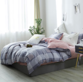 梦洁美颂  磨绒印花四件套 清浅时光 （被套200*230cm 床单230*250cm，枕套48*74cm ）