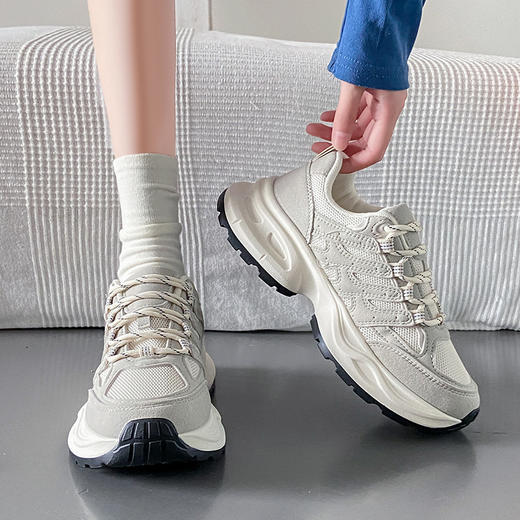 「3色可选」ins韩版新款老爹鞋女2023秋季学生运动跑步鞋休闲厚底 商品图2