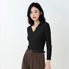 【法式V领修身！翻领套头打底衫】秋冬常备！修身设计，凸显女性魅力。柔软针织面料，温暖又舒适。内搭毛衣时尚百搭，气质翻领套头打底衫女秋冬季女装内搭长袖毛衣时尚修身针织衫 商品缩略图1