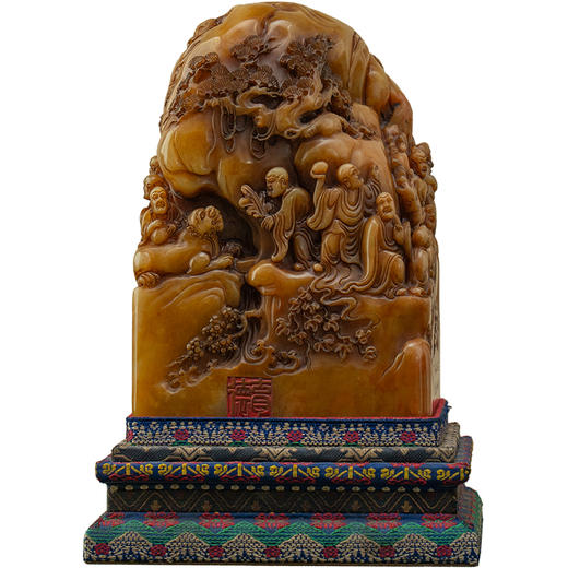 清 寿山石雕十八罗汉印章山子摆件 商品图5