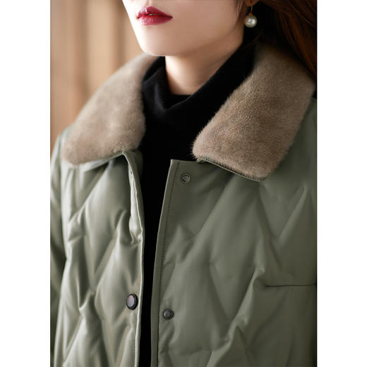 原形水貂毛领皮羽绒服女中长款2023冬季新款时尚显瘦加厚保暖外套 商品图4