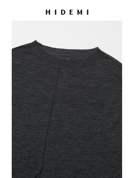 HIDEMI 极细美利奴羊毛大廓形落肩设计感茧型针织上衣 商品图3