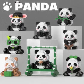 国宝熊猫花花系列积木 可爱益智拼装玩具