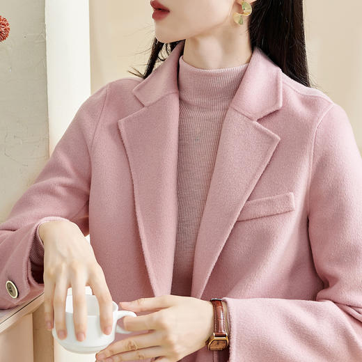 米思阳【西装毛呢外套】2026春季新款时尚通勤气质百搭绵羊毛 100% 双面呢大衣1100 商品图4