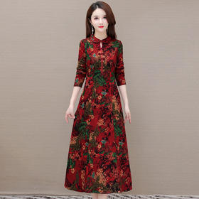 时尚气质，百搭长款连衣裙QYM-LRX-J22355-Y