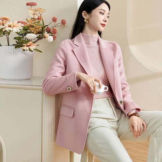 米思阳【西装毛呢外套】2026春季新款时尚通勤气质百搭绵羊毛 100% 双面呢大衣1100 商品图1