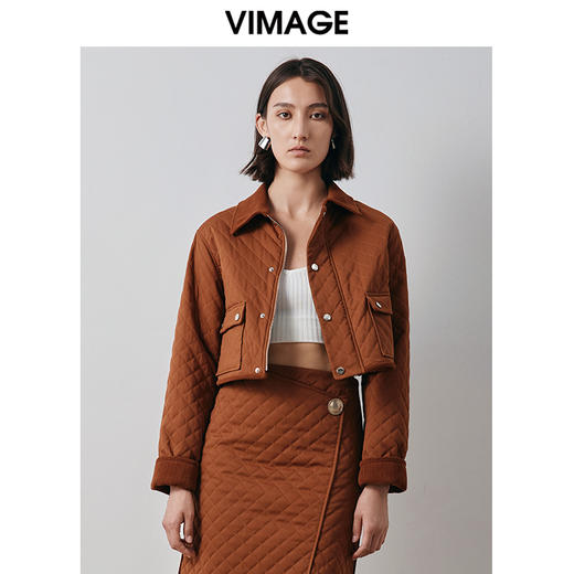 VIMAGE纬漫纪冬季新款时尚纯色短外套V2003624 商品图3