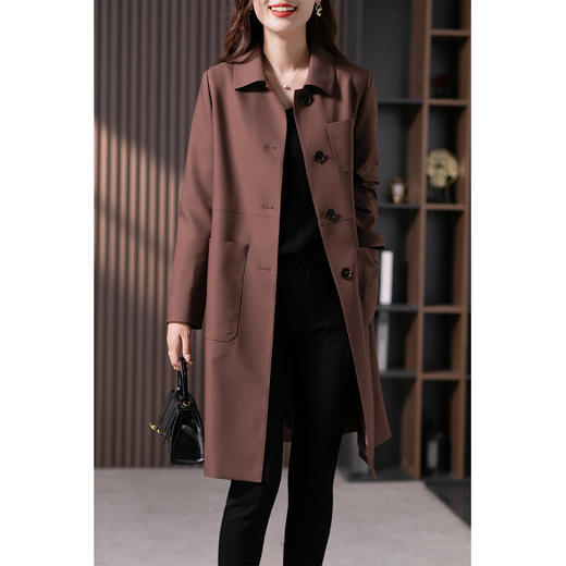 原形中长款风衣外套女2023秋季新款韩版气质减龄宽松休闲直筒大衣 商品图1