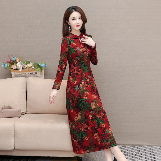 时尚气质，百搭长款连衣裙QYM-LRX-J22355-Y 商品图1