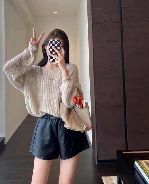 老米优品/无论美式复古文艺穿搭都少不了宝藏单品！《复古柔软皮短裤》🍂松紧腰不挑身材，全内衬，好品质！K230921A 商品图8