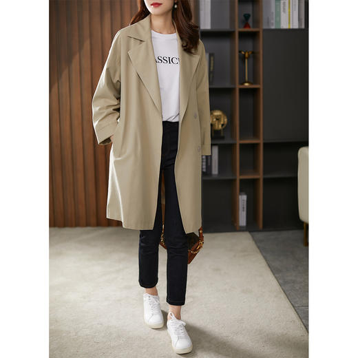 原形西装领风衣女2023秋季新款外套中长款小个子韩版宽松休闲大衣 商品图2