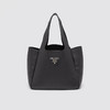 PRADA 普拉达 女士皮革三角形金属刻字徽标手提包 黑色 1BG335 2DKV F0002 OOM 商品缩略图0