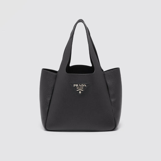 PRADA 普拉达 女士皮革三角形金属刻字徽标手提包 黑色 1BG335 2DKV F0002 OOM 商品图0