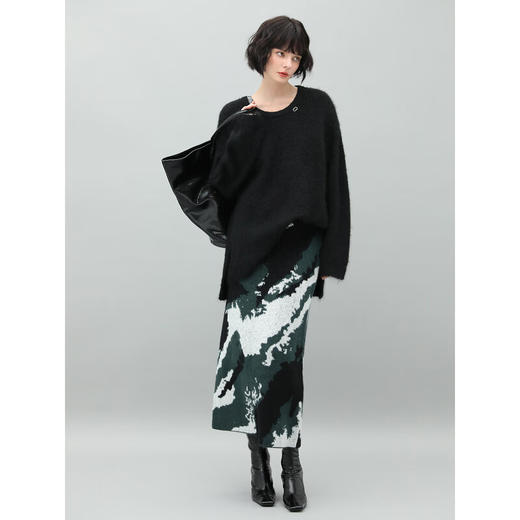 COCOBELLA新国风山水提花针织半身裙女秋冬新中式优雅长裙HS559 商品图3