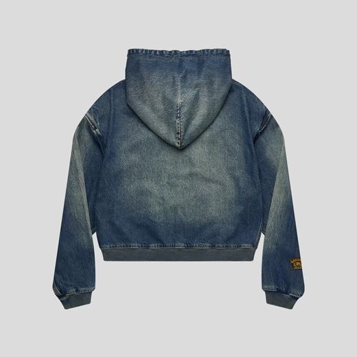 GOODBAI印花logo水洗短款连帽牛仔外套 商品图2