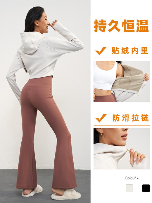 LNU贴绒连帽立领运动外套秋冬短款修身显瘦上衣女运动瑜伽健身服AD 00 WT1606 商品图1