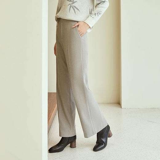 玳莎通勤开叉微喇西装裤女秋冬新款设计感磨毛保暖垂感休闲裤  DD36306 商品图1