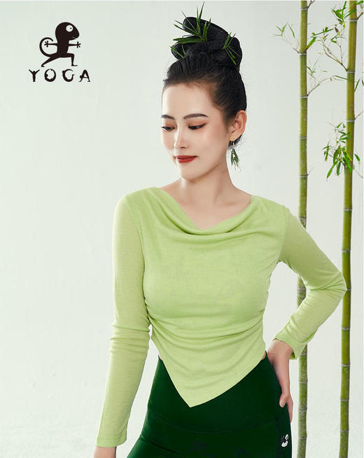 壁虎瑜伽【2310SY247】荡领修身长袖罩衫（无胸垫）【5天发货】 商品图0