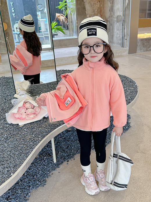 【时尚立领设计！女童冲锋衣】女童三合一可拆卸冲锋衣 秋冬新款 洋气女孩宝宝冬装儿童外套 可拆卸设计添趣味 三合一功能全面保护-QQ 商品图2