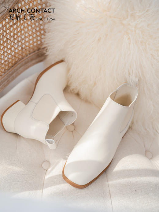 切尔西小短靴 | ARCHCONTACT安启美奈 百搭方头粗跟女鞋52868 商品图3
