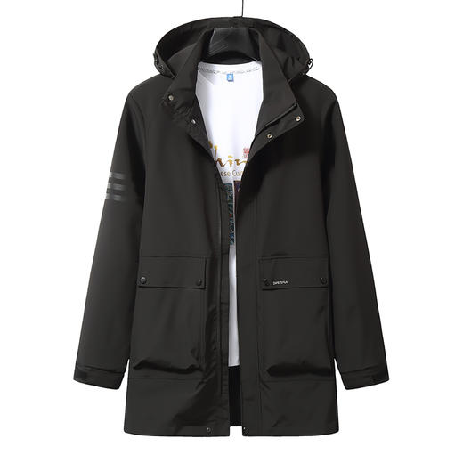 【新款DWN】大依优型大码风衣迷彩系夹克休闲外套加肥加大上衣胖子可拆卸帽男装 商品图2