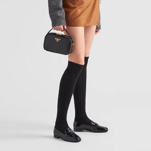 PRADA 普拉达 女士拉绒皮革乐福鞋 黑色 1D276N 055 F0002 商品图3