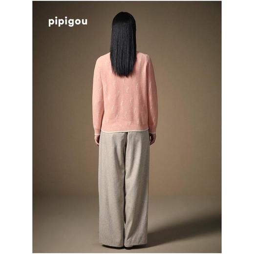 3楼 皮皮狗女式羊绒提花圆领开衫 商品图2