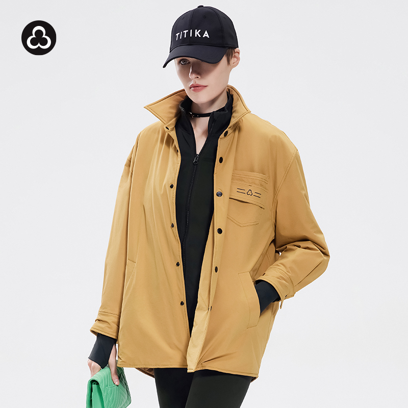 TITIKA秋冬新款衬衫女户外休闲透气轻保暖防泼水宽松长款棉衣31109